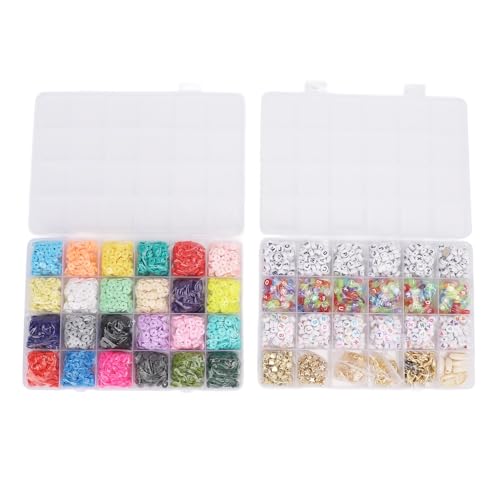 Kit de pulsera de la amistad para niñas y adultos, cuentas de arcilla ordenadas en 48 rejillas