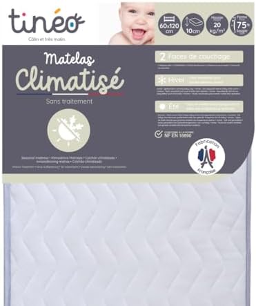 Tinéo - Matelas Climatisé 60x120x10cm - Matelas Bébé - Climatisé ...