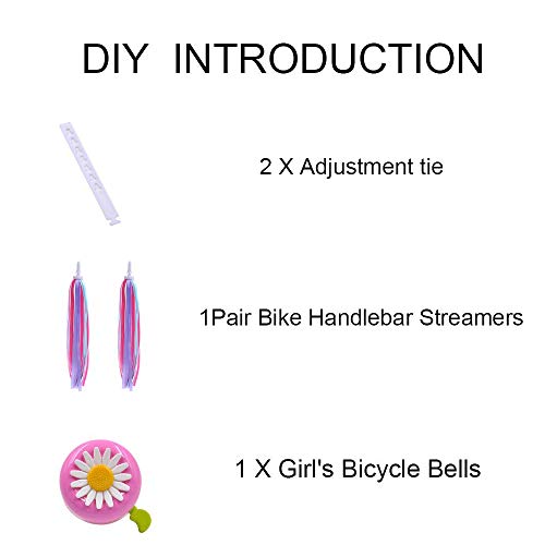 Girl's Bike Basket, Front Handlebar Kid's Bicycle Basket With Bike Bells Streamers For Kids Chirlden Gift Diy Sets - Pink #TOP3