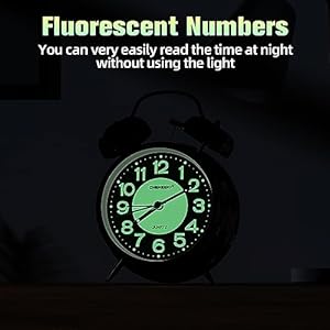 Loud Alarm Clock for Heavy Sleepers Adults Silent Non Ticking Analog Clock with Backlight Luminous Dial Battery Operated Alarm Clock for Bedroom Included Battery Black