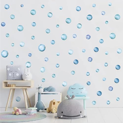 Vinilos decorativos burbujas azules para pared, tema marino miniatura 1