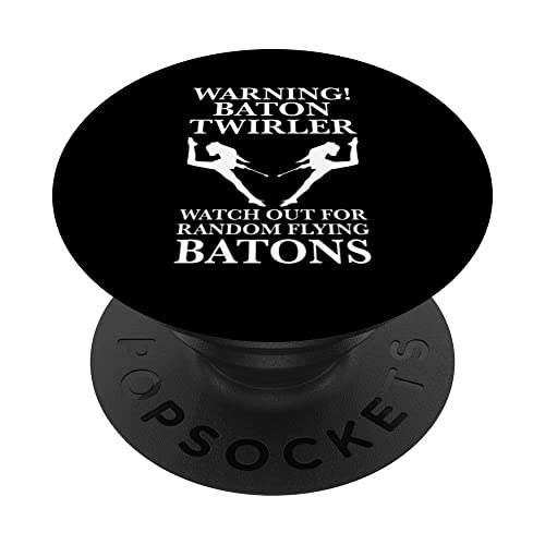 warning! baton twirler watch out Gymnastic PopSockets Swappable PopGrip, Black