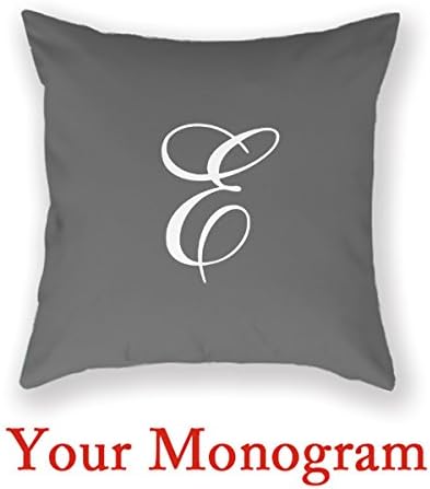 Monogram Classic 18 X 18 Pillow Gray Personalised Photo Pillow Charcoal Decorative Pillowcase Customised Pillow