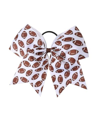 Football Cheer Bow Footballs PonyTail Holder Bowknot Football Hair Ring Tie Bow PHB10 (Football Bow)