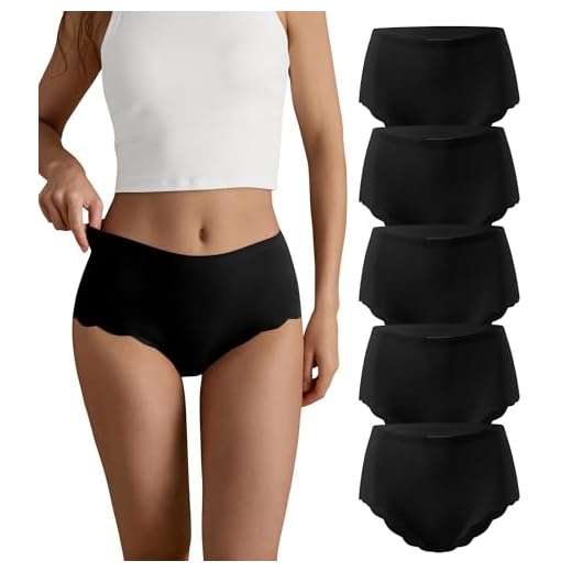 SHARICCA Nahtlos Slips Unterwäsche Damen Hohe Taille Bequeme Seamless Hipster Slips No Show Unterhosen Damen Panties Mehrpack (Mehrfarbig-5P03-M)