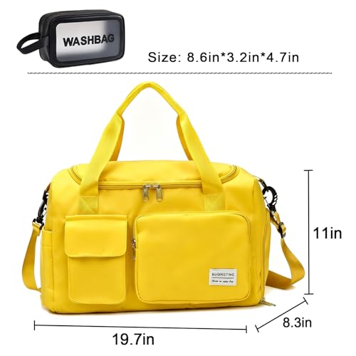 Image of Small Gym Bag for Women, Travel Duffle Bag Carry On Weekender Bag with Shoe Compartment