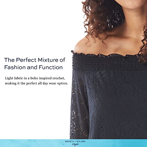 Image of BEACH HOUSE Style Kelsea UPF 50+ Jersey Smocked Off The Shoulder Dress with Pockets