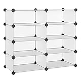SONGMICS 4-Tier Shoe Rack, Space Saving 16-Pair Plastic Shoe Storage Organizer Units, Cabinet...