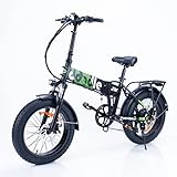 Autonomía: 55+ KMs EMotorad Doodle Bicicleta Eléctrica Plegable 7Velocidades Shimano Marco de Aleación de Aluminio 6061 16\" Suspensión Delantera Neumáticos Gordos 20\"