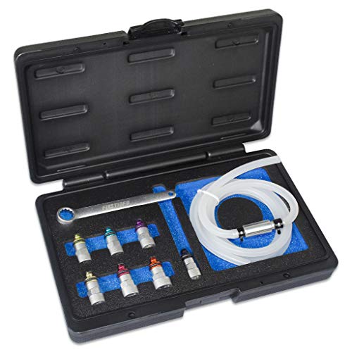 FIRSTINFO Brake Fluid Clutch Bleeder Hose with Non-Return Check Valve and 12 Point 7-12mm & 3 8-Inch Drive Sockets and Wrench Set for Brake Bleeding & Hydraulic Clutch Systems