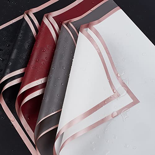 Jutieuo 20 Sheets Flower Wrapping Paper Florist Bouquet Supplies Waterproof Floral Wrapping Paper With Ribbon, 22.8X22.8 Inch (Black) #TOP6