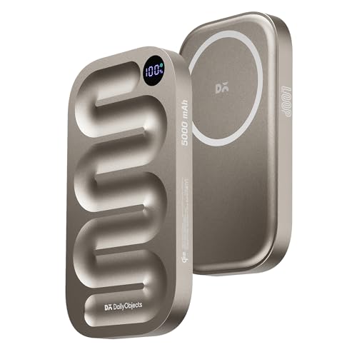 Image of DailyObjects Loop Qi2 Certified Mag-Safe Compatible Aluminium Wireless Power Bank|5000 Mah|Fast Charging 20W|Compatible with Samsung /OnePlus /iPhone 12 /13 /14 /15 /16 /Pro Max|Sleek & Light- Titanium