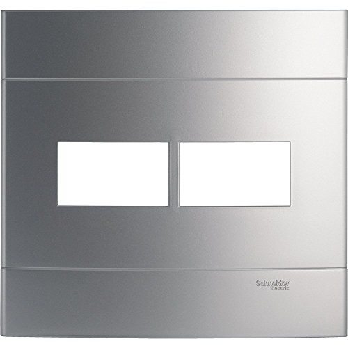 Placa Decor Schneider 4x4 2 postos separados prata artico prm044426