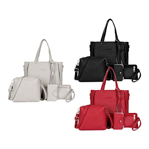 menolana Bolsas de Couro PU de Quatro Peças com 3 Unidades, Bolsa Bolsa de Ombro