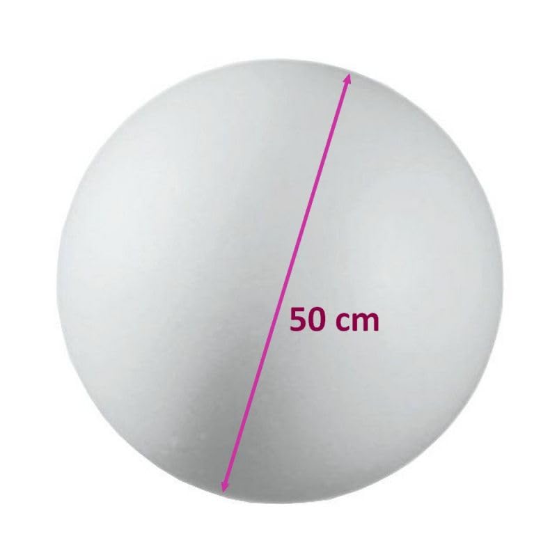 Lealoo Grande Boule polystyrène Pleine, Ø 50 cm/ 500 mm, 1 Sphère Styropor Blanc densité Pro