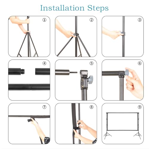 Pantalla de proyector exterior con soporte, pantalla portátil gruesa, plegable sin arrugas con bolsa, para patio trasero, camping, fiestas y cine en casa 60'' miniatura 7