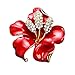 AILUOR Fleur élégante émail Fleur de Prunier Broche, Mode plaqué Or Perles Broche Florale épinglette pour Rouge