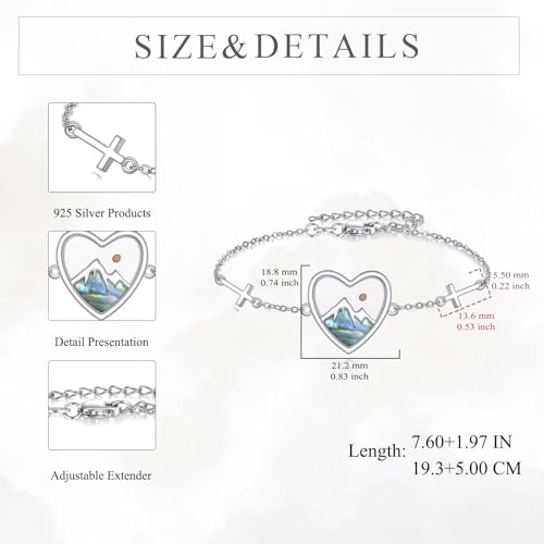 Image of AOBOCO Mustard Seed Bracelet 925 Sterling Silver Cross Bracelets Christian Faith Jewelry Gift for Women