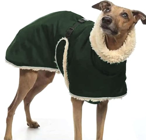 junozya Winter Warm Clothes for Large Dogs Greyhound Coat Fur Collar Fleece Lined Winter Jackets for...