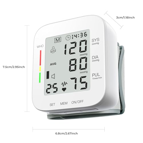 Mmizoo W1681 Wrist Blood Pressure Monitor Bp Monitor Large Lcd Display Blood Pressure Machine Adjustable Wrist Cuff 5.31-7.68 Inch Automatic 99X2 Sets Memory With Carrying Case For Home Use thumb #7
