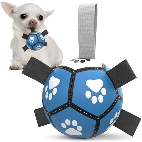 HETOO Hundeball Hundespielzeug Ball mit Griff für Hund Interaktives Schleppen von Krieg Wasser Hundebälle Spielzeug Geburtstagsgeschenk für Klein/Mittel Hunde (5 Zoll Blau Grau)