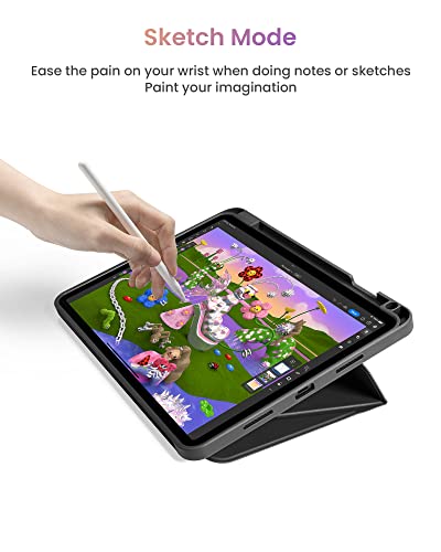 Image of tomtoc Vertical iPad Pro Tri-Mode Case for 11 Inch iPad Pro 4th /3rd Gen (M2&M1), Protective Case with iPad Pencil Holder, Magnetic Kickstand for 3 Use Modes, Support iPad Pencil Wireless Charging