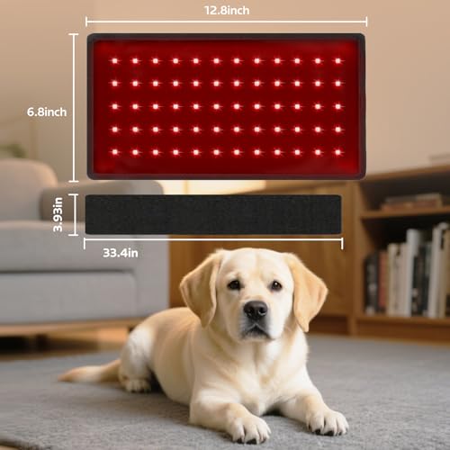 Red Light Therapy for Dogs,Wearable Infrared Light Therapy Belt for Pets Wounds Repair,Joint & Back Pain Relief,12.8 × 6.8 in 660/850 nm 80-LED Pad - Image 8