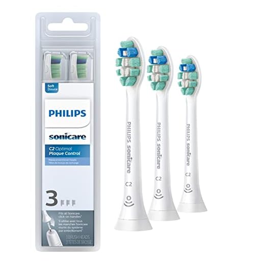 Philips Sonicare Genuine C2 Optimal Plaque Control Toothbrush Heads, 3 Brush Heads, White, HX9023/65
