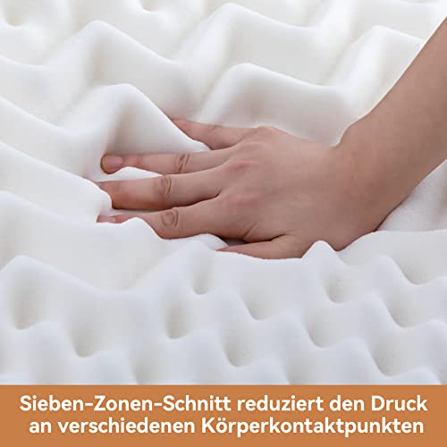 Image of Amazon Basics Comfort Memory-Foam-Topper with Straps, 150 x 200 x 4 cm, White