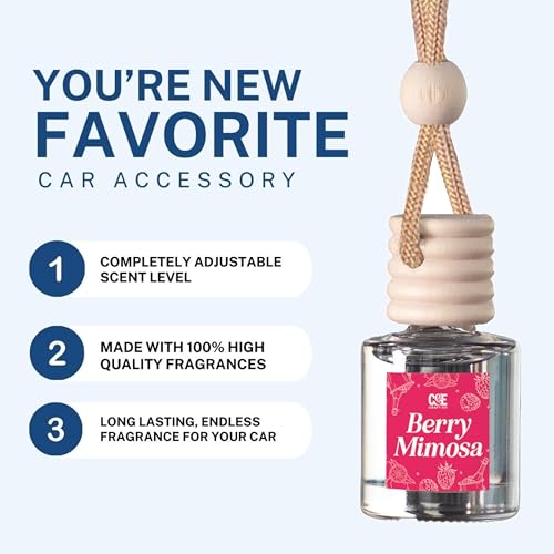 Image of CANDECraftCo Car Air Hanging Fragrance Oil, Car Auto Freshener for Essential Oils, Scents Fragrance Aromatherapy Automobile Diffuser, Long Lasting (Berry Mimosa + Champagne)
