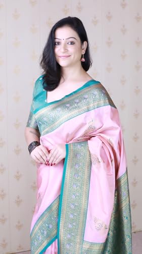 Image of SGF11 Women's Kanjivaram Pure Soft Silk Saree With Blouse Piece
