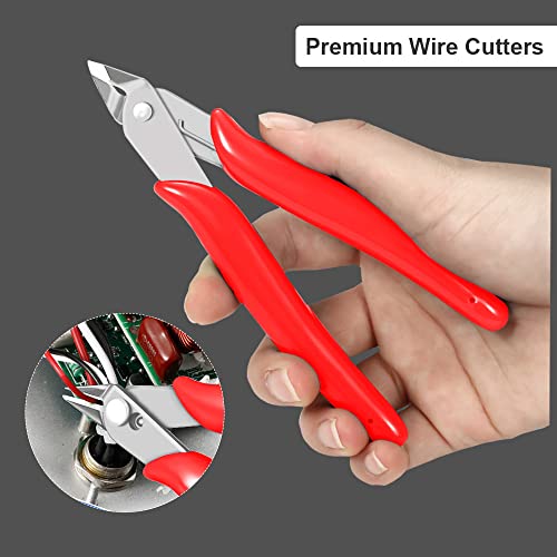 Monvict Flush Cutters, 5 Inch Micro Wire Cutters With Ultra Sharp Cutting Edge & Opening Spring Precision Small Side Cutting Pliers Tools Perfect For Crafts Wires 3D Printer Electrical & Cut Needs #TOP4