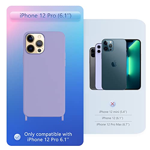 Image of Compatible with iPhone 12 Pro Case with Lanyard Crossbody iPhone Case with Strap Adjustable Shockproof Drop Protection Silicone Phone Cover for iPhone 12 Pro 6.1'' Lavender Purple