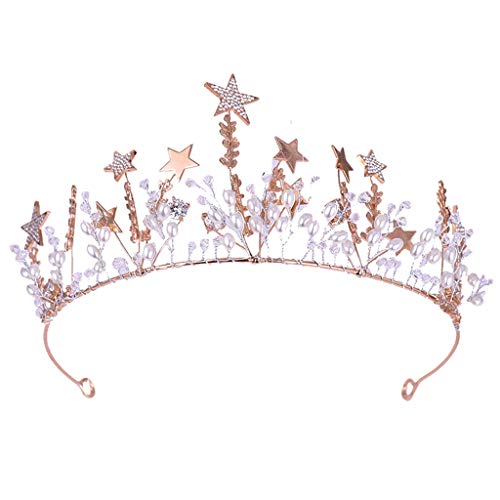 LYM Crown headdress rhinestone star crown festival headband activity accessories (color : A)