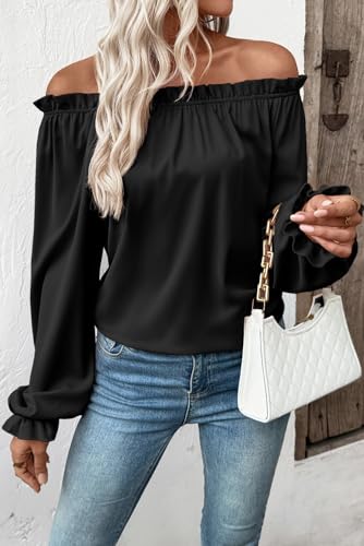 EVALESS Country Concert Outfits Off The Shoulder Tops for Women Cute Puff Sleeve T Shirts Women's Fashion Clothing 20252