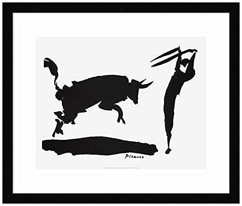 Amanti Art Framed Art Print 'Bullfight III-Picador' by Pablo Picasso: Outer Size 19 x 16, Svelte Noir Satin Black Gallery Wood