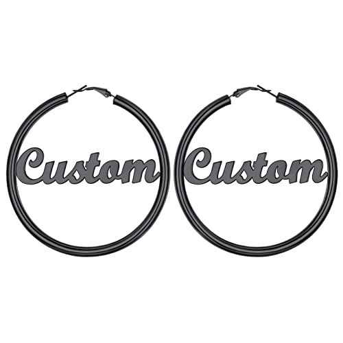 Image of Stainless Steel Chunky Hoop Earrings For Women, Minimalist and Chic, Black /Gold Plated, Round Hoops Earrings Hypoallergenic, Size: 30mm /40mm /60mm /80mm, Come with Box