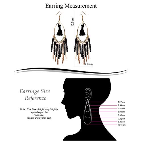 Image of Young & Forever Gift Boho Carnival Sea Island Long Tassel Earrings Handmade Beaded Bohemian Women Statement Beads Dangle Earrings Ethnic Jewelry Fringe Earrings