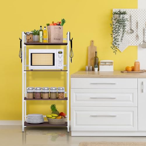 Image of wow craft 4-Layer Multipurpose Storage Stand | Floor-Mount Shelf for Kitchen, Office & Kids' Room | Sturdy White Metal Frame with Engineered Wood Shelves | Spacious & Durable (130x60x40 cm)