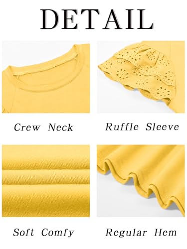 Image of Haloumoning Girls Ruffle Sleeve T Shirts Summer Short Sleeve Casual Cute Crewneck Tops Tees 5-14 Years