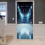 TACOKI Türtapete Selbstklebend Türposter Eishockey-Arena Türbekleben Eishockey-Arena Türbilder, 3D Effekt Fototapete Türfolie Poster Türaufkleber Wandtattoo Tür Dekoration Stickers 85x200 cm 5088z