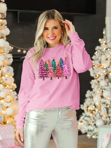 Christmas Sweatshirts for Women Funny Christmas Tree Xmas Cute Graphic Long Sleeve Shirt