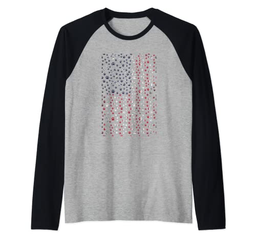 Dog Paws US Flag 4th Of July Party Patriotic Day Dog Lover Raglan Baseball Tee