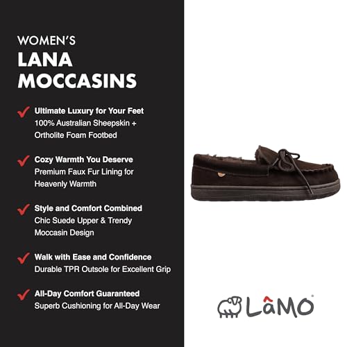 Image of Lamo Women's Lana Moccasins Women - Premium Suede Upper, Luxurious Faux Fur Lining, Ortholite Foam Footbed with Australian Sheepskin, TPR Outsole - New Upgraded Women's Moc