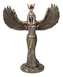 Egyptian Theme Isis With Open Wings Goddess of Magic and Nature Bronzed Statue Sculpture