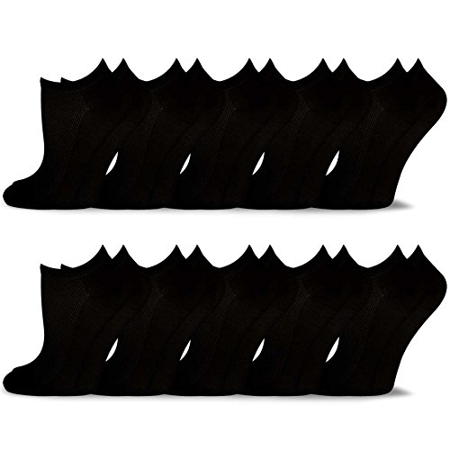 TeeHee Women's Valued 9+1 Pack Fashion No Show Cotton Socks (Black)