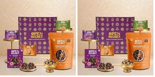 Image of Open Secret Premium Gift Hamper | Combo of 5 | Ideal Gifting for Christmas, Secret Santa & New Year Season | Healthy Assorted Snacks & Cookies | Panchmeva, Jeera, Chocolate & Butter Biscuits, Cookies | Dry Fruit Gift Box, Chocolate Gifts, Dry Fruits, Healthy Premium Hamper, Gifts for colleagues, Employee Gifting