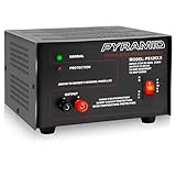 Pyramid Universal Compact Bench Power Supply - 10 Amp Linear Regulated Home Lab Benchtop AC-to-DC 12V Converter w/ 13.8 Volt DC 115V AC 250 Watt Input, Screw Type Terminals, Cooling Fan, LED
