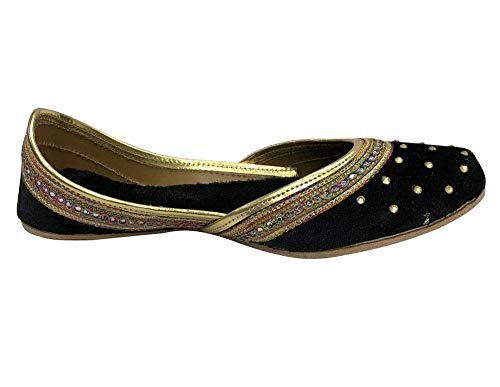 Women Flat Velvet Khussa Shoes Punjabi Jutti Handmade Mojari Ballerina4