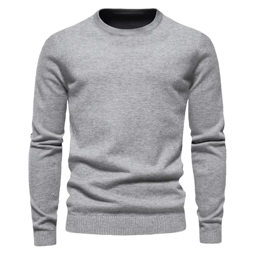 Men's Slim Fit Sweater Autumn Winter Thickened Round Neck Pullover Trendy Knit Top